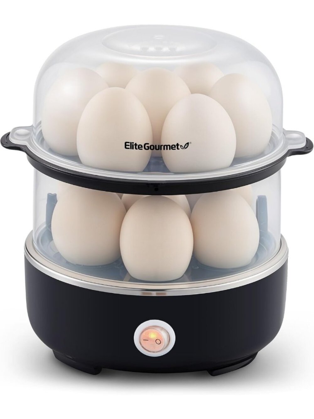 Two-Tier Egg Cooker for 14 Eggs - Soft, Medium, Hard-Boiled & Omelets - Auto